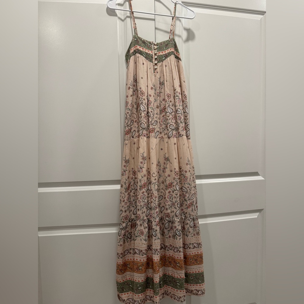 Floral Maxi Dress in Cream and Green - Picture 2 of 9